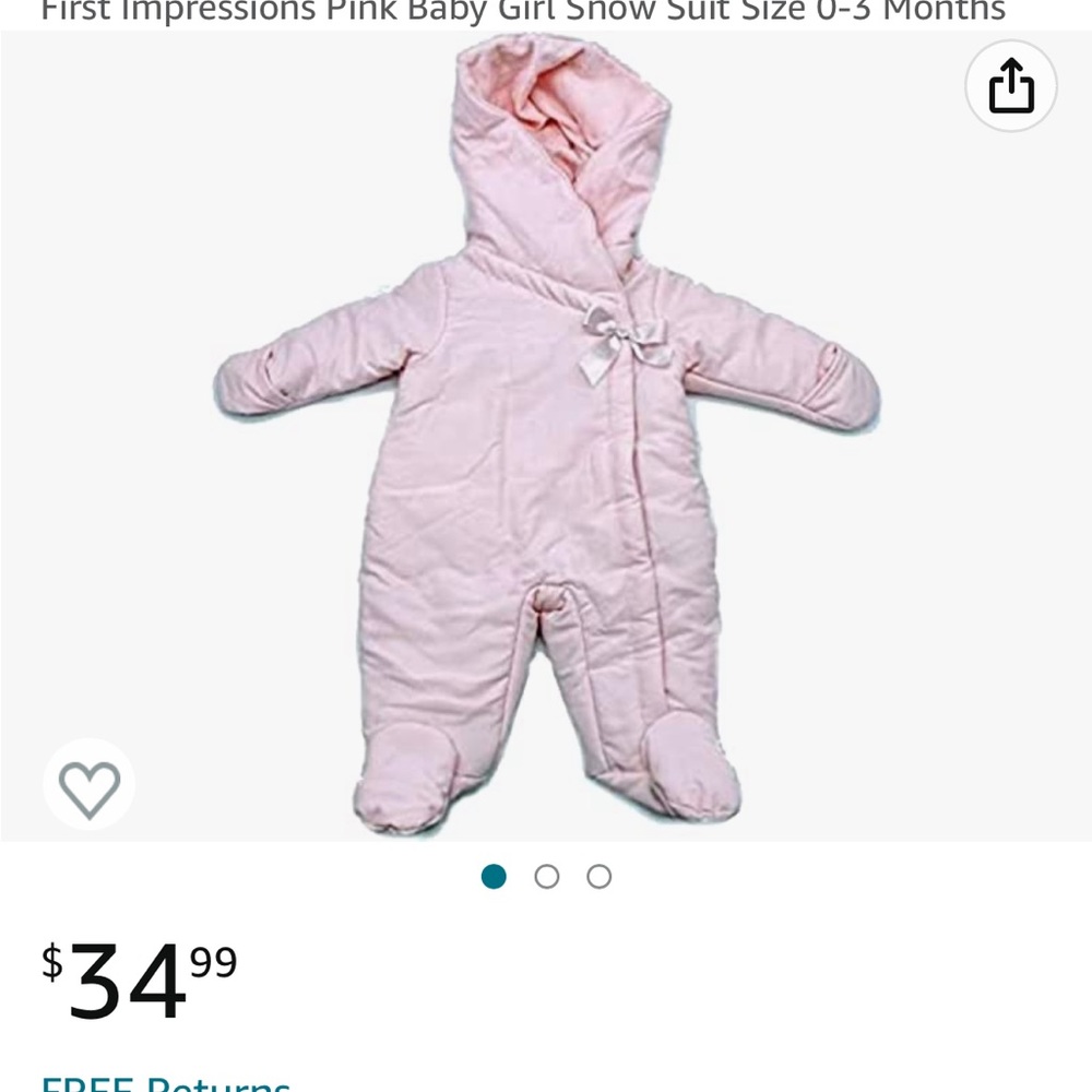 First Impressions Pink Snowsuit Size 3-6 months